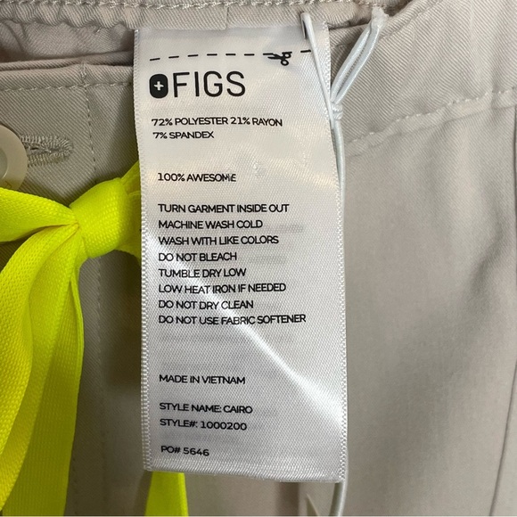 Figs Cairo Cargo Scrub Pants in Slate Gray with Neon Yellow Drawstring 5XLR - Picture 10 of 12